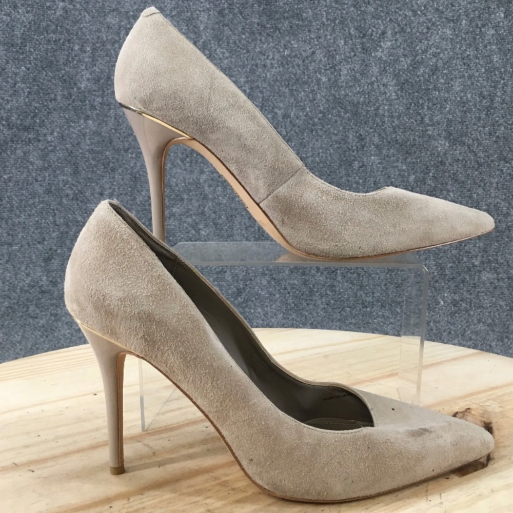 White House Black Market Heels Womens 9 M C;assic Pumps Stiletto Grey Leather